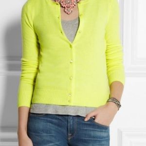 J.Crew citron neon cashmere cardigan small new